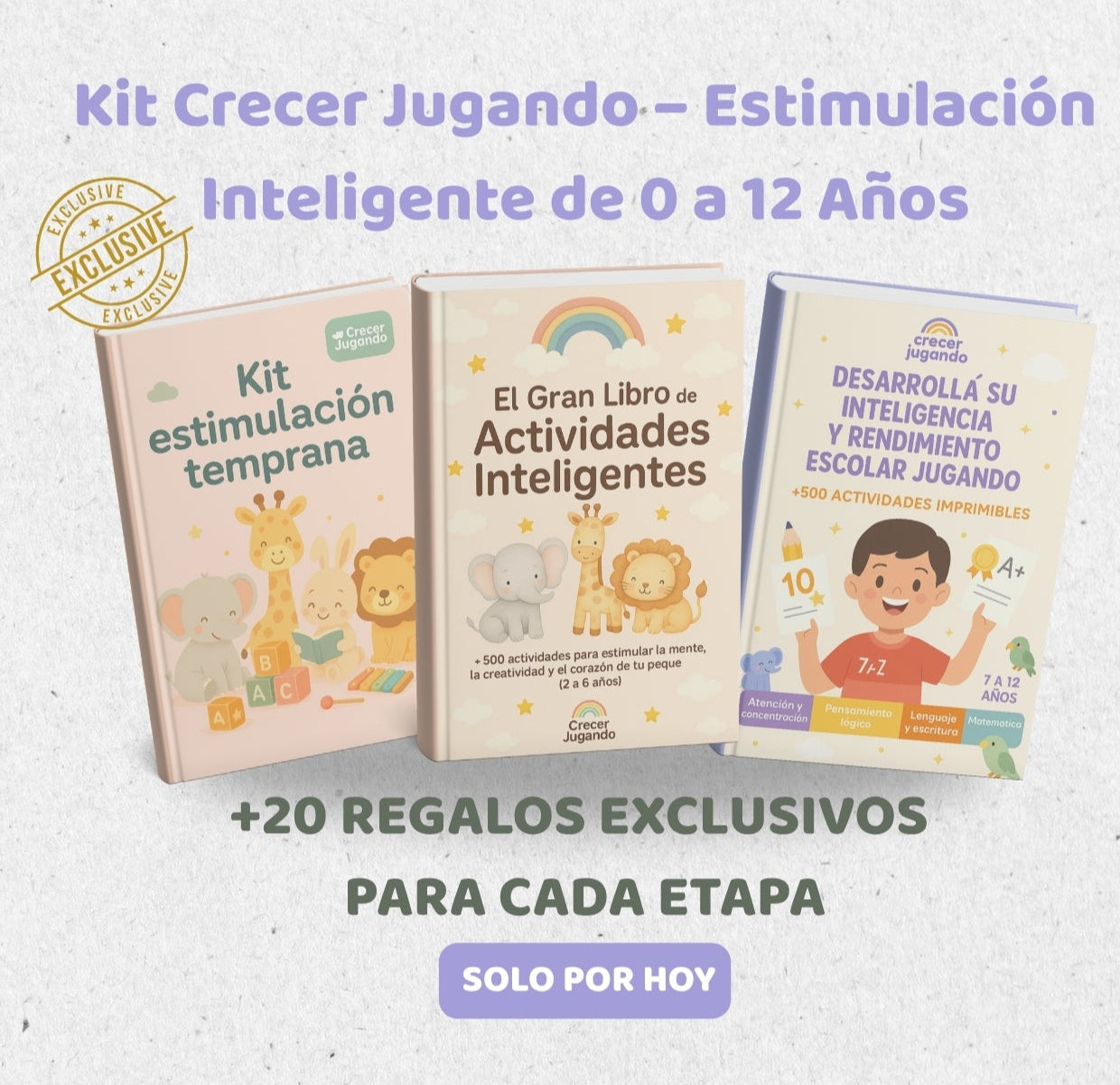 Potenciá la inteligencia de tu hij@ con solo 15 minutos por día! Elegí entre +1500 actividades imprimibles adaptadas a su edad.